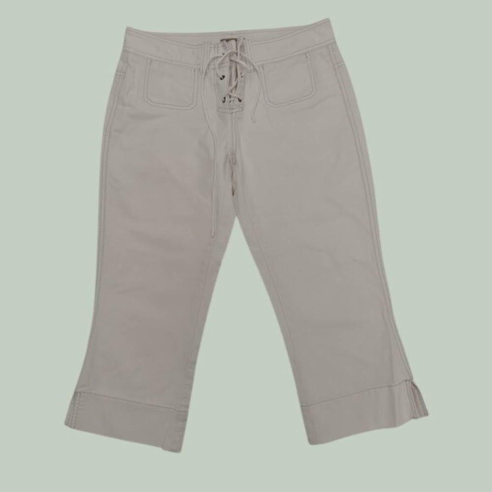 American Eagle Outfitters Womens White Lace Up Capri Pants Size 2